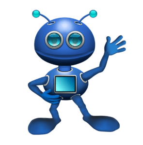 רובוט קטן וכחול בדף כתיבת תוכן