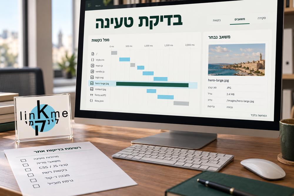 סביבת עבודה לבדיקת טעינת עמוד ואיתור משאבים שמעכבים את האתר